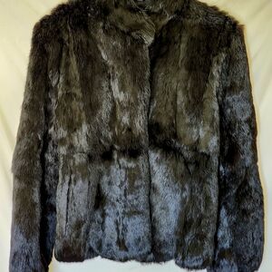 Elegant Gray Faux Fur Jacket